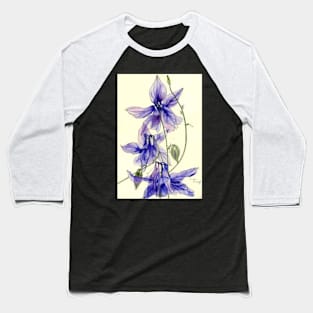 Blue Columbine (aquilegia) flowers watercolour painting Baseball T-Shirt